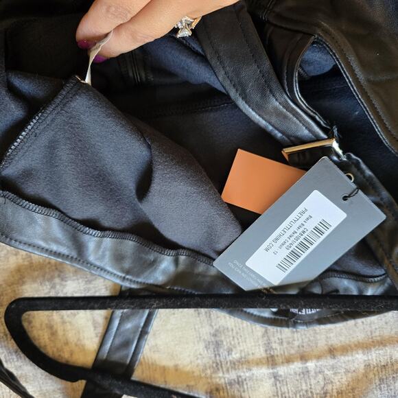 PrettyLittleThing Jumpsuit Womens 12 Black Leatherette Biker Moto Steam Punk NEW - Picture 8 of 16